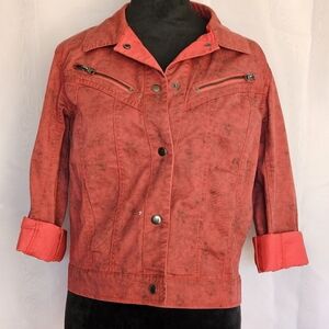 Rock & Republic Red Jean Jacket with Zipper Details